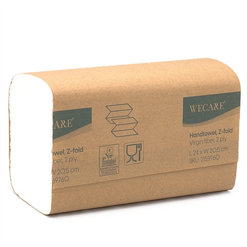 Pappershandduk WeCare Z-vikt 2-lag Vit 150 st.