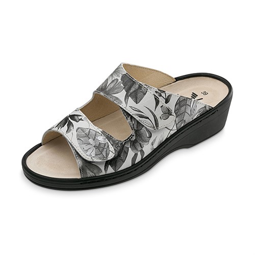 Gråblommig pantolett 2-rem utb