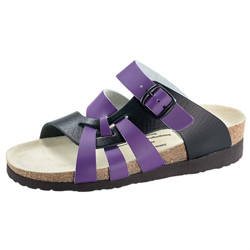 Flätad pantolett lila/svart