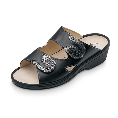 Svart/silver pantolett utbytbar sula